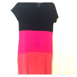 H & M color block dress black pink and orange